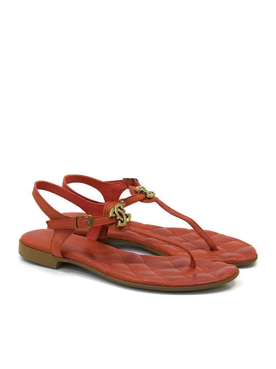 Komis & Komis Leather Women's Flat Sandals in Red Color