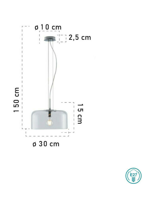 Fan Europe Gibus-S30 Pendant Light Single-Light Bell for Socket E27 Transparent I-GIBUS-S30 TR