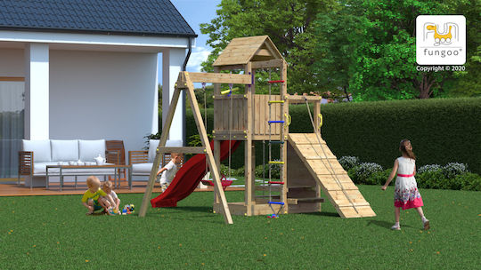 Fungoo Wooden Play Tower Activer with Climbing Surface Multicolour for 3+ Years