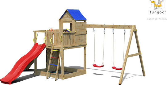 Fungoo Wooden Play Tower Treehouse with Climbing Surface Multicolour for 3+ Years