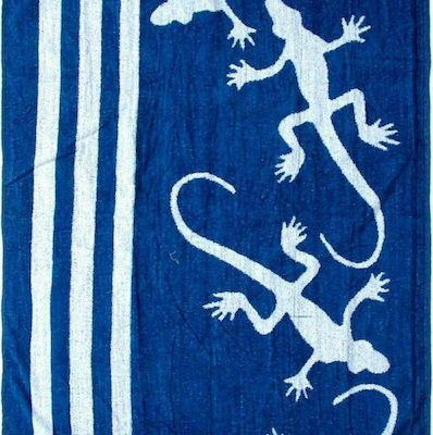 Dimcol Lizard Prosop de Plajă Bumbac Albastră 170x90cm.