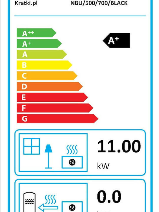 Kratki NBU 500 700 Ενεργειακό Τζάκι Ξύλου 11kW Τρίπλευρο με Συρόμενη Πόρτα Black