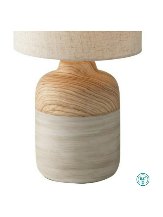 Fan Europe Woody Wood Table Lamp for Socket E27 LED with Beige Shade and Base