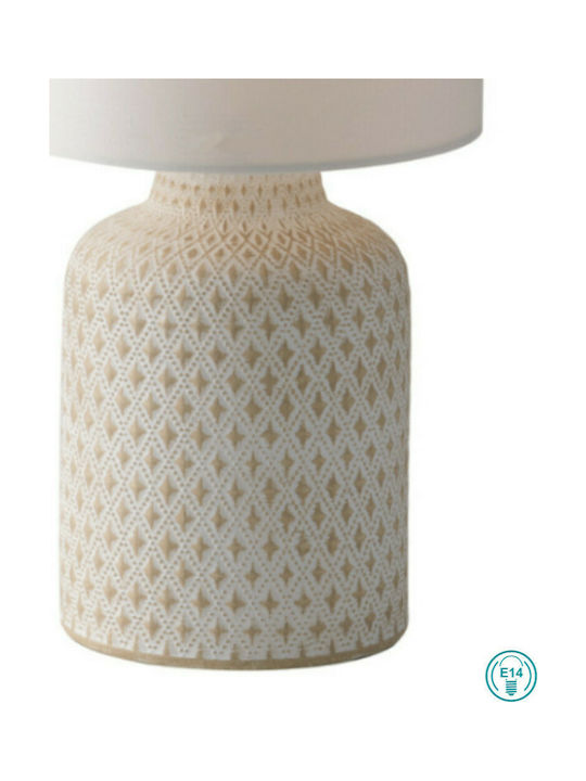 Fan Europe Ravello Ceramic Table Lamp for Socket E14 LED with White Shade and Beige Base