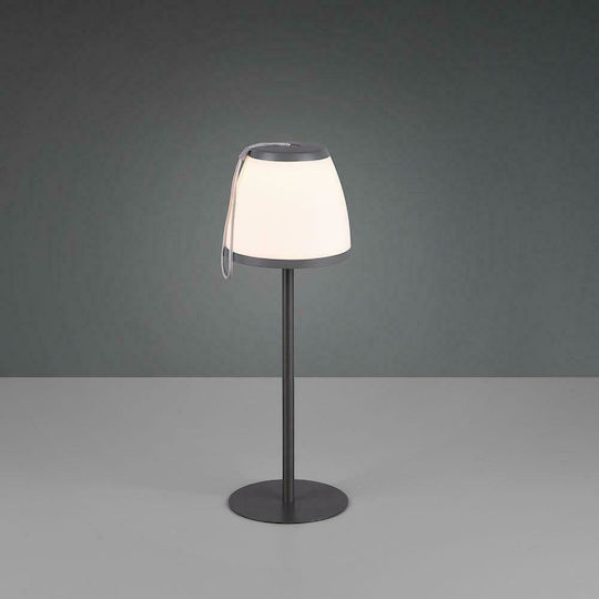Trio Lighting Domingo Kunststoff Tischlampe LED mit Weiß Schirm und Schwarz Basis