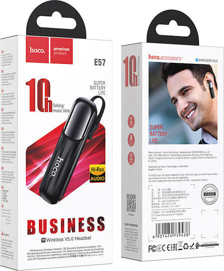 Hoco E57 Essential Earbud Bluetooth Handsfree Ακουστικό Μαύρο