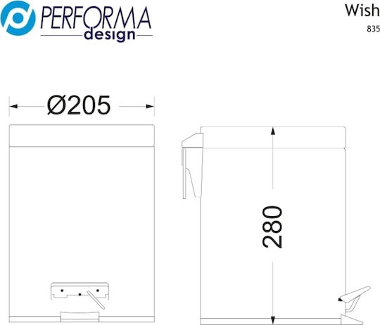 Performa Design Wunsch Metallischer Badezimmerbehälter 3lt