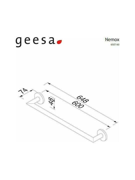 Geesa Nemox Ράγα Μπάνιου Μονή Επιτοίχια με Βίδες ​60x7.4cm Gold Brushed