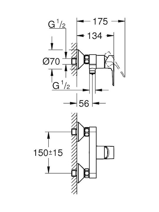 Grohe Bauloop Μπαταρία Μπανιέρας Ασημί