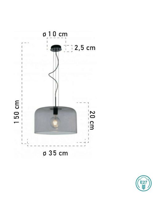 Fan Europe Gibus-S35 Pendant Light Single-Light Bell for Socket E27 Gray I-GIBUS-S35 GR