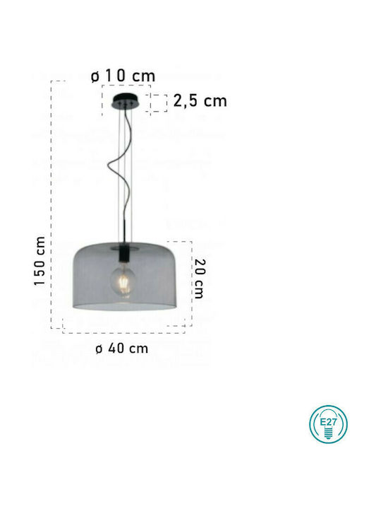 Fan Europe Gibus-S40 Pendant Light Single-Light Bell for Socket E27 Gray I-GIBUS-S40 GR