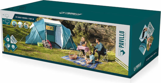 Bestway Camping Tent Tunnel Blue with Double Cloth 3 Seasons for 4 People 460x230x185cm