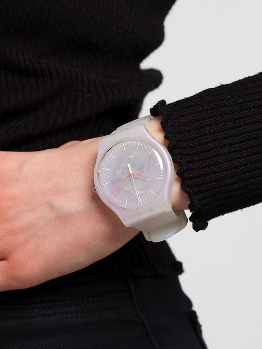 Swatch Pink Mist Ρολόι Μπαταρίας με Καουτσούκ Λουράκι