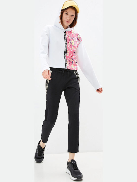 Cropped Women's Sweatshirt Hooded White