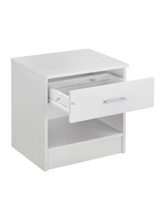 Laney Wooden Bedside Table White 45x35.5x47cm