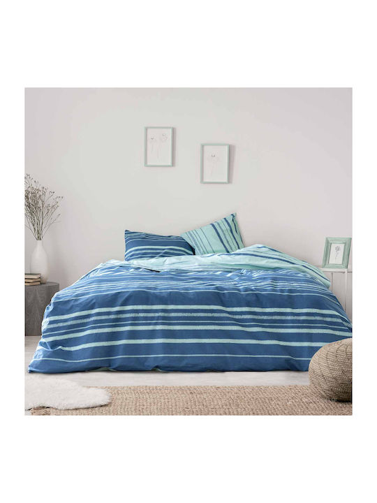 Kocoon Kilim Coverlet Queen Size Cotton Blue 220x245cm