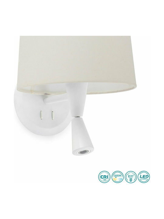 Faro Barcelona Conga Modern Lamp Wall with Socket E27 and Switch Beige 21.5x17.5cm