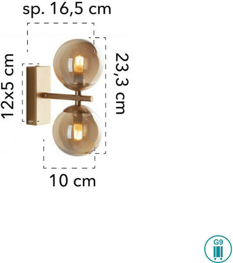 Fan Europe Honey-AP2 Modern Leuchte Wand mit Fassung G9 Honig 10x23.3cm