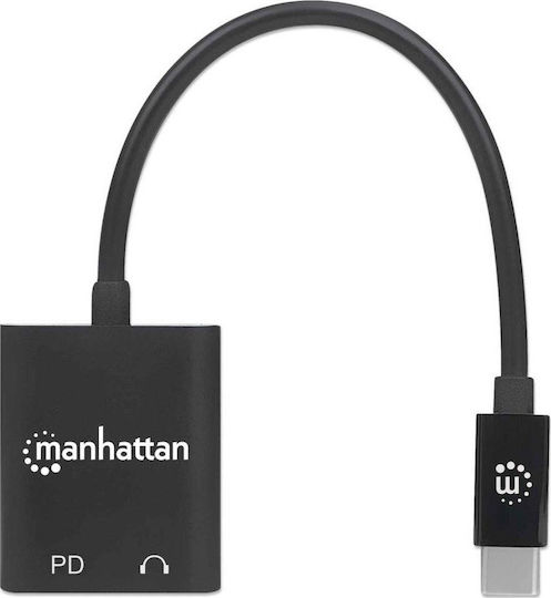 Manhattan Μετατροπέας USB-C male σε 3.5mm / USB-C female 1τμχ 153355