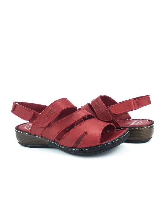 Leder Flache Damen Sandalen Burgundisch