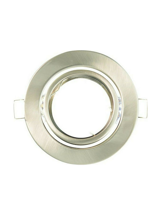 Geyer Rund Metallisch Rahmen für Spots GU10 Nickel Matt Silber 9x9cm. 1Stück