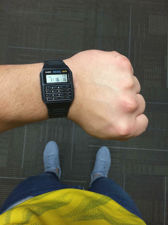 Casio Calculator Ψηφιακό Ανδρικό Ρολόι 43.2mm Μπαταρίας με Μαύρο Καουτσούκ Λουράκι