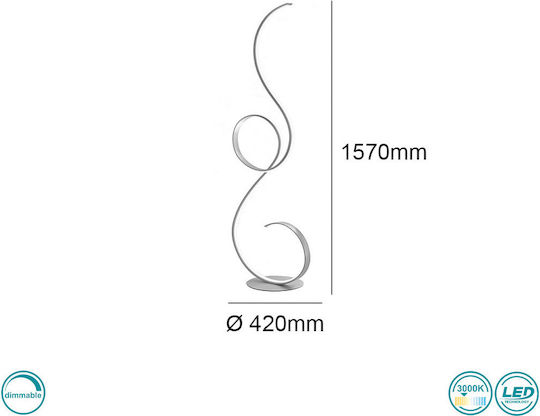 Ondaluce Flok LED Floor Lamp H157xW42cm. with Warm White Light 4400lm White