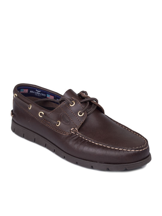 C20 Maine Men's Leather Boat Shoes Brown
