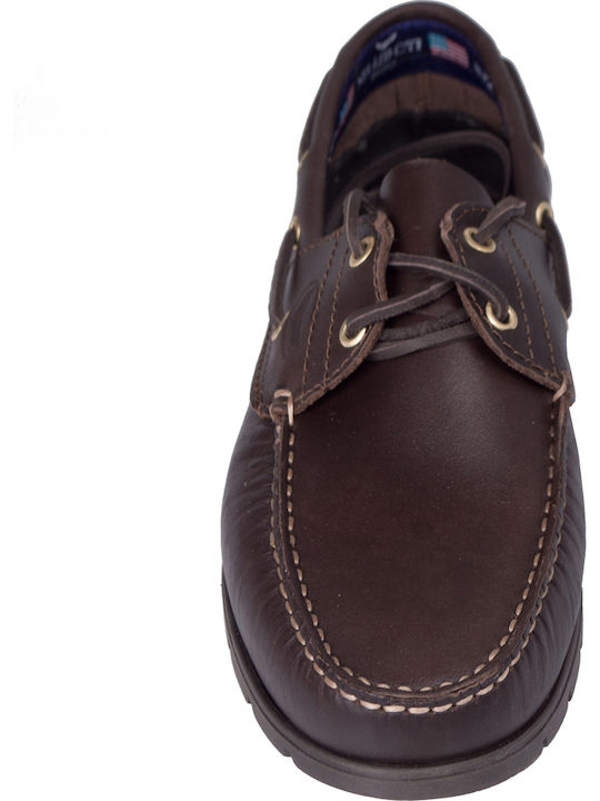 C20 Maine Men's Leather Boat Shoes Brown