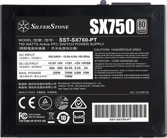 Silverstone SX750 750W Μαύρο Τροφοδοτικό Υπολογιστή Full Modular 80 Plus Platinum