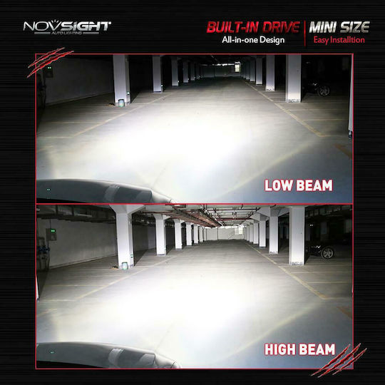 NovSight Λάμπες Αυτοκινήτου H4 LED 6000K Ψυχρό Λευκό 12-24V 30W 2τμχ