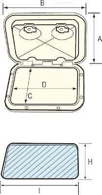 Lalizas Mid Line Πορτάκι Καταστρώματος Σκάφους 378x278mm Λευκό Χρώμα