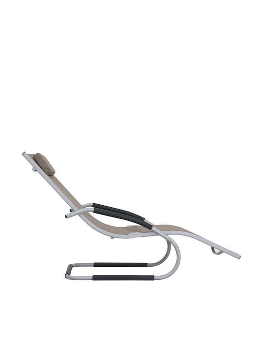 Deckchair Aluminum with Textilene Fabric Brown 152x62x88cm.