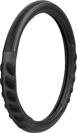 Lampa Car Steering Wheel Cover Spa with Diameter 35-37cm Leatherette Black L3293.8