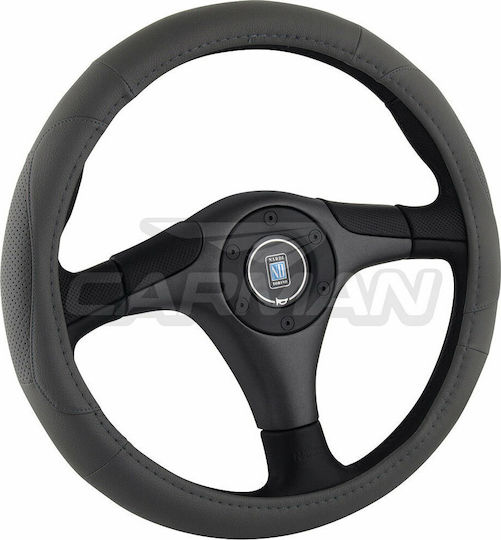 Carman Car Steering Wheel Cover with Diameter 37-38cm made of Leatherette Gray