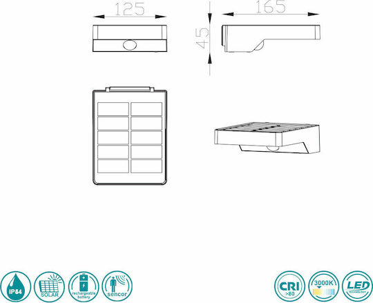Trio Lighting Fomosa Επιτοίχιο Ηλιακό Φωτιστικό 4.8W 340lm με Θερμό Λευκό Φως 3000K IP44 4x12εκ.