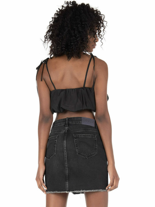 1018-006839 Women's Summer Crop Top with Straps Black 1018-006839-0002