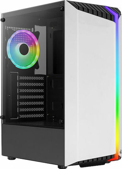 Aerocool Bionic V2 Gaming Midi Tower Κουτί Υπολογιστή με Πλαϊνό Παράθυρο και RGB Φωτισμό Λευκό