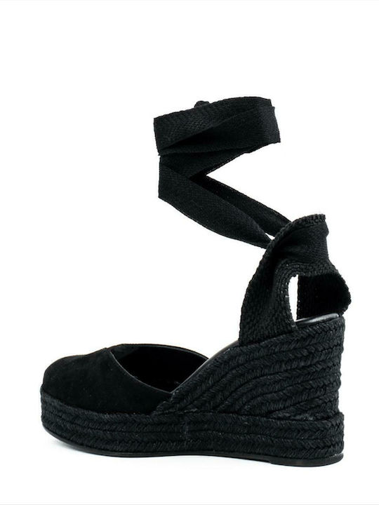 Women's Suede Platform Espadrilles Black