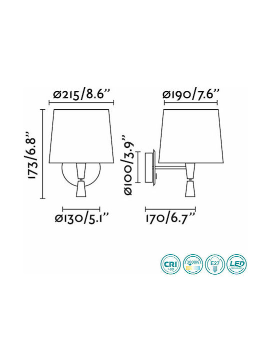 Faro Barcelona Samba Modern Lamp Wall with Socket E27 and Switch Green 21.5x17.3cm