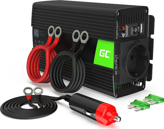 Green Cell Inverter Αυτοκινήτου Καθαρού Ημιτόνου 1000W για Μετατροπή 24V DC σε 230V AC με 1xUSB