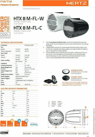 Hertz Marine-Lautsprecher HTX 8 M-FL-W mit 100W RMS Weiß