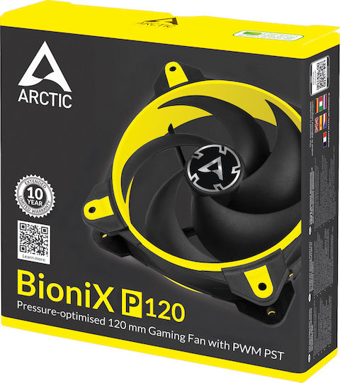 Arctic Bionix P120 Case Fan (2100rpm / 67.56cfm) Without LED Lighting And Connection 4-Pin Molex / 4-Pin PWM Yellow
