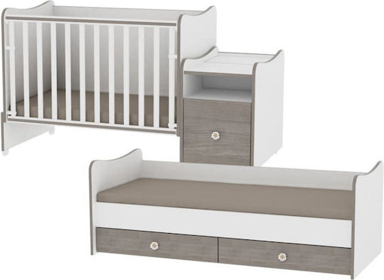 Lorelli Crib Trend Plus White & Oak With Drawer