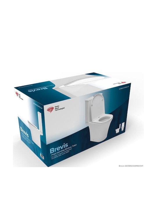 Swiss Aqua Technologies Brevis Λεκάνη Δαπέδου Rimless με Καζανάκι με Κάλυμμα Soft Close Λευκή