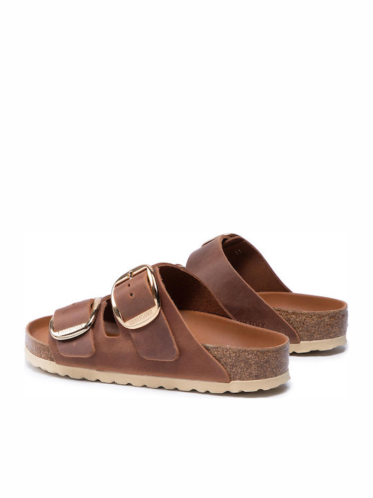 Arizona Big Buckle Oiled Leather Women's Sandals Brown Regular Fit