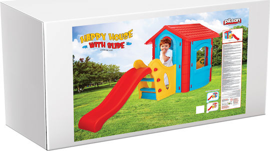 Pilsan Casă de joacă pentru copii în grădină Happy cu tobogan Albastru deschis 252x112x131cm