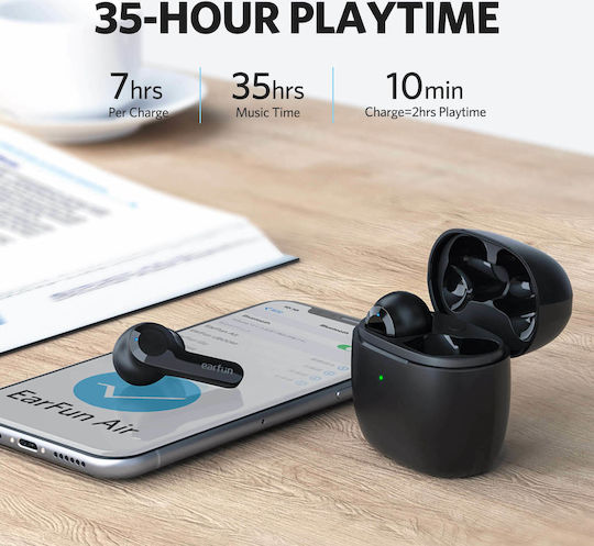 Earfun Air TWS In-ear Bluetooth Handsfree Ακουστικά με Αντοχή στον Ιδρώτα και Θήκη Φόρτισης Μαύρα