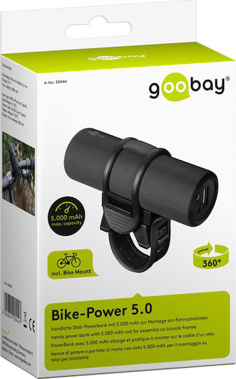 Goobay Bike 5.0 Power Bank 5000mAh cu Port USB-A Negru