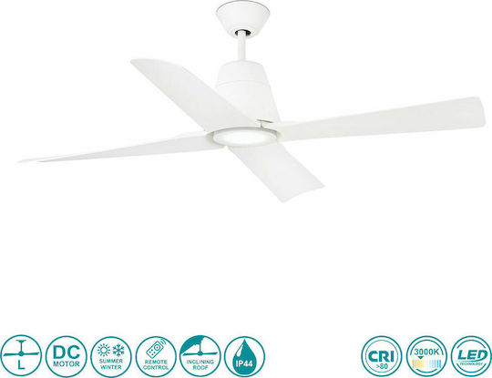 Faro Barcelona Typhoon M IP44 Ceiling Fan 130cm with Light Fixture White